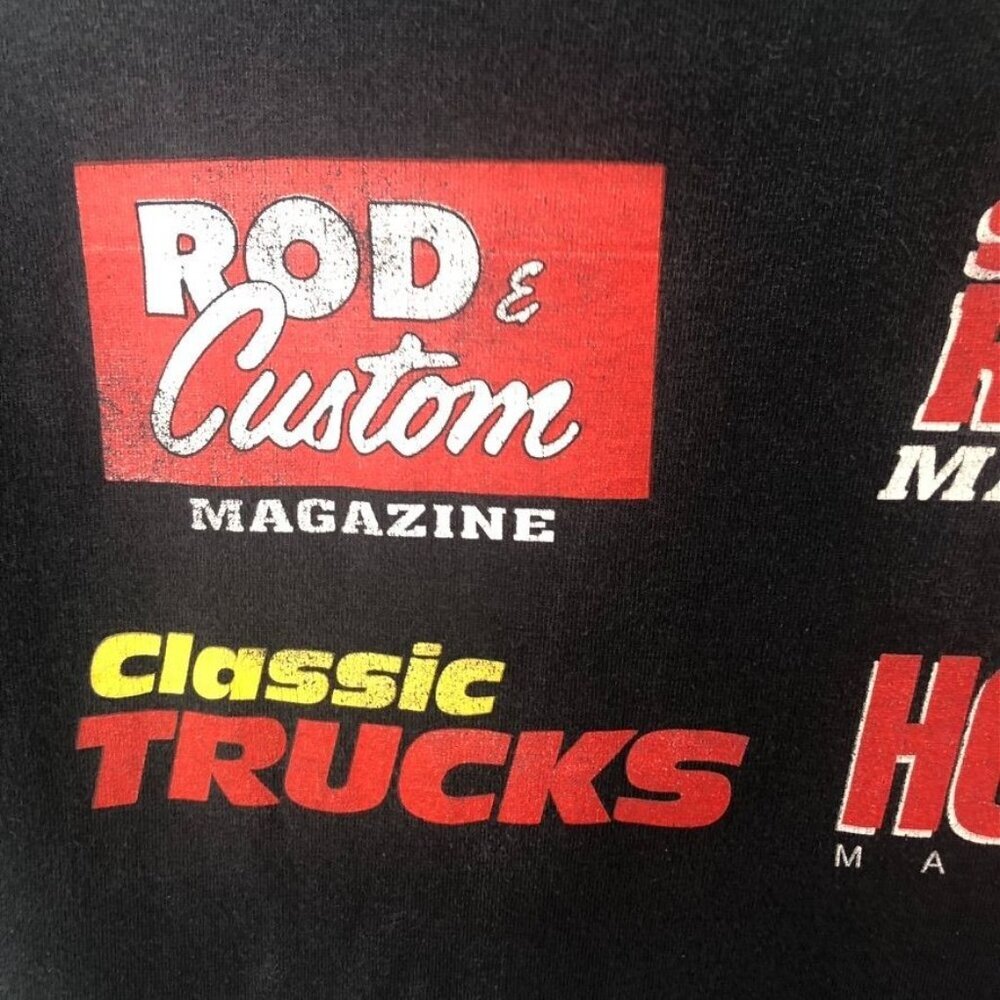 Vintage 90s Drive-In T-Shirt Hot Rod Magazines Graphic Tee Black Cotton Unisex L - Picture 7 of 12